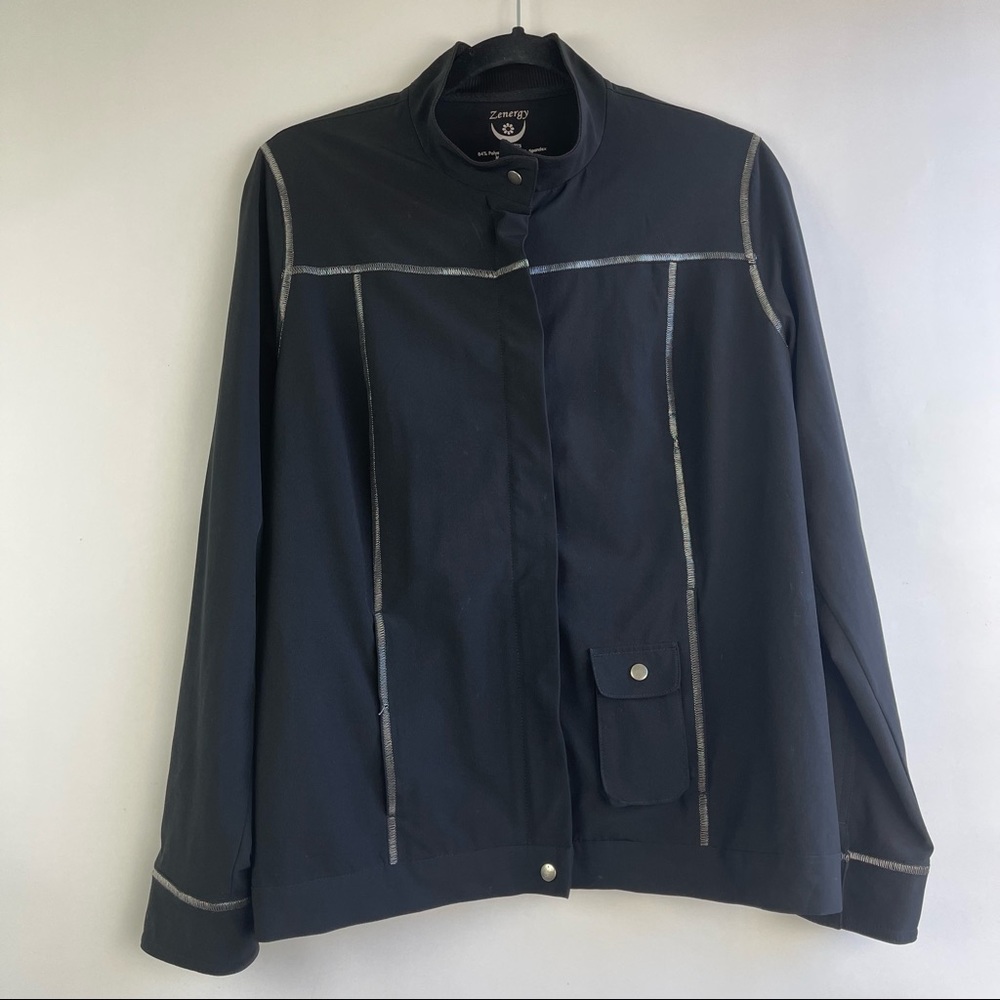 Chico’s Zenergy Black workout full Zip Athleisure Jacket Size Medium